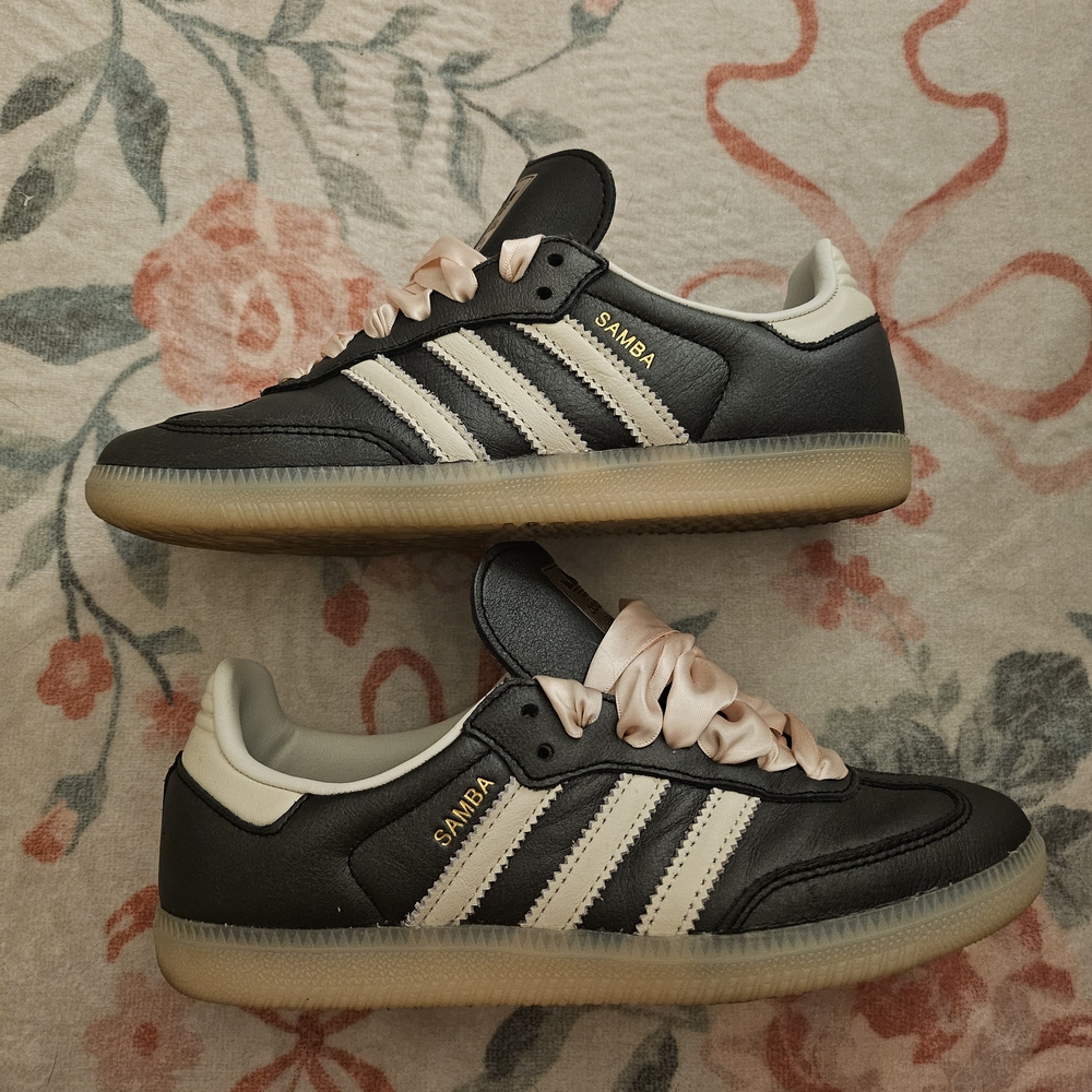 adidas Samba OG Black Pink Ribbon Laces Sneakers